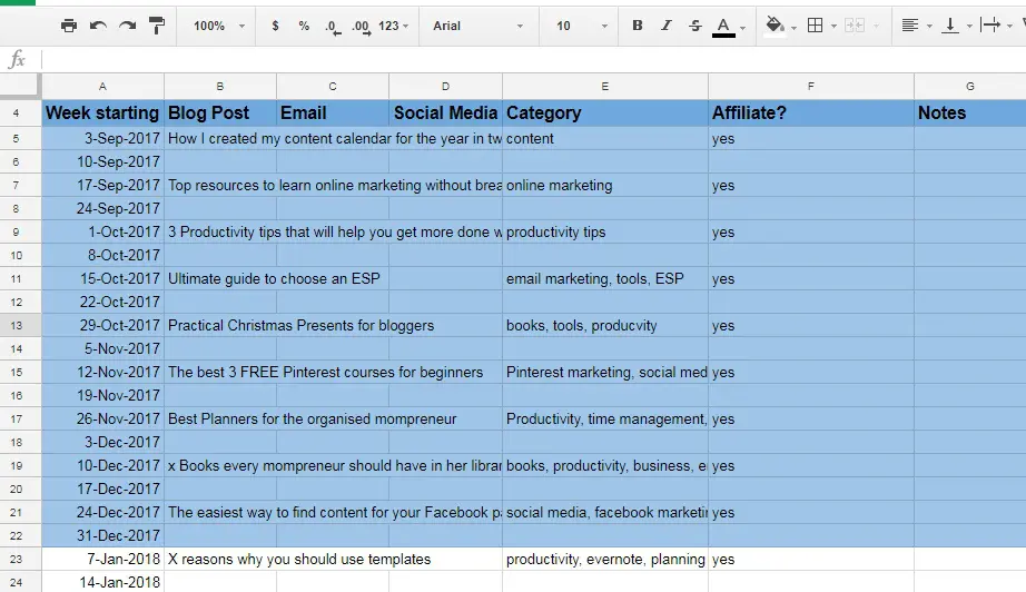one hour content plan googlesheet How to unlock countless content ideas in one hour