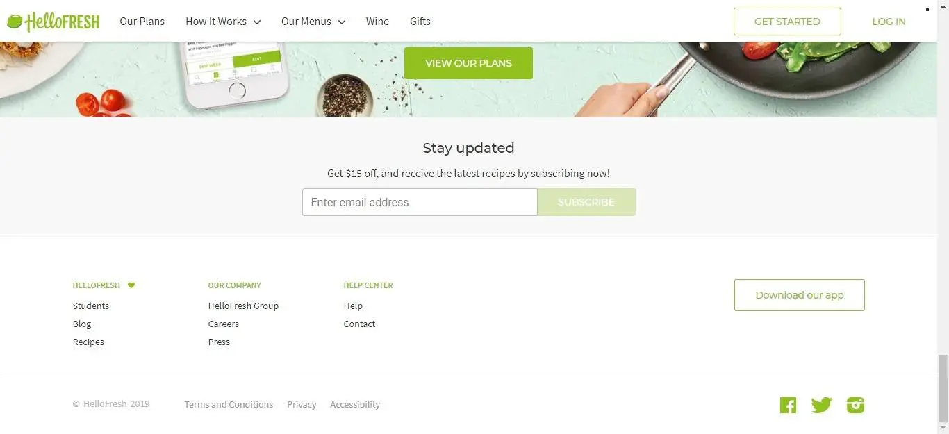 hellofresh footer US