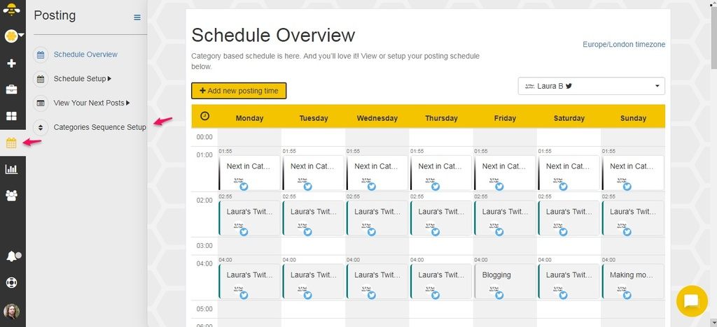 Schedule Overview - SocialBee