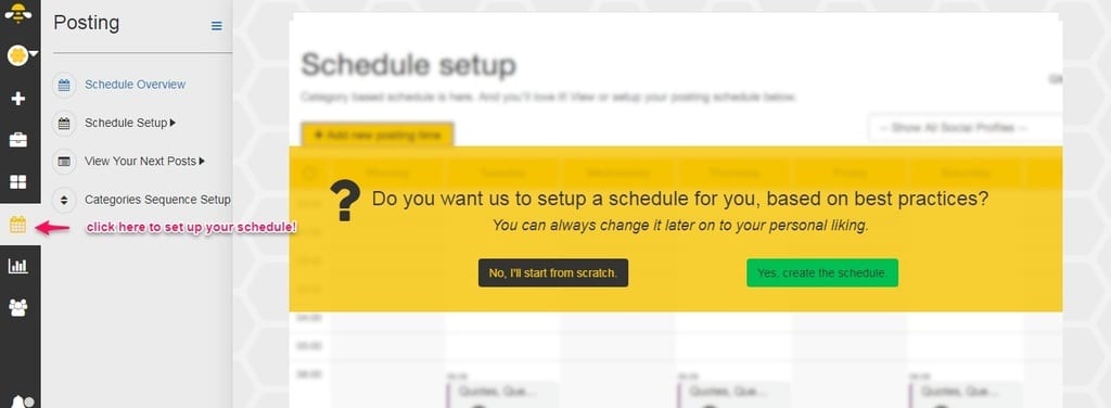 Setting up your schedule to automate your social media in SocialBee