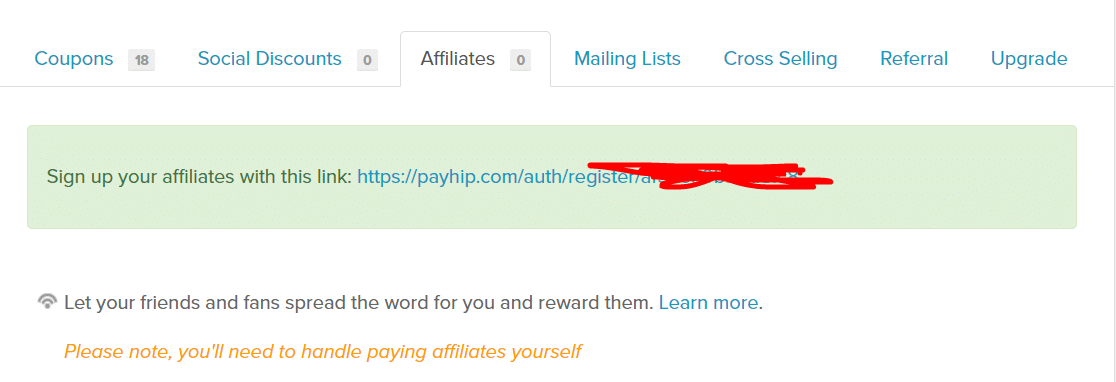 Setting up affiliates in payhip