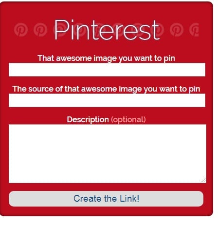Sharing link genetaror Pinterest box
