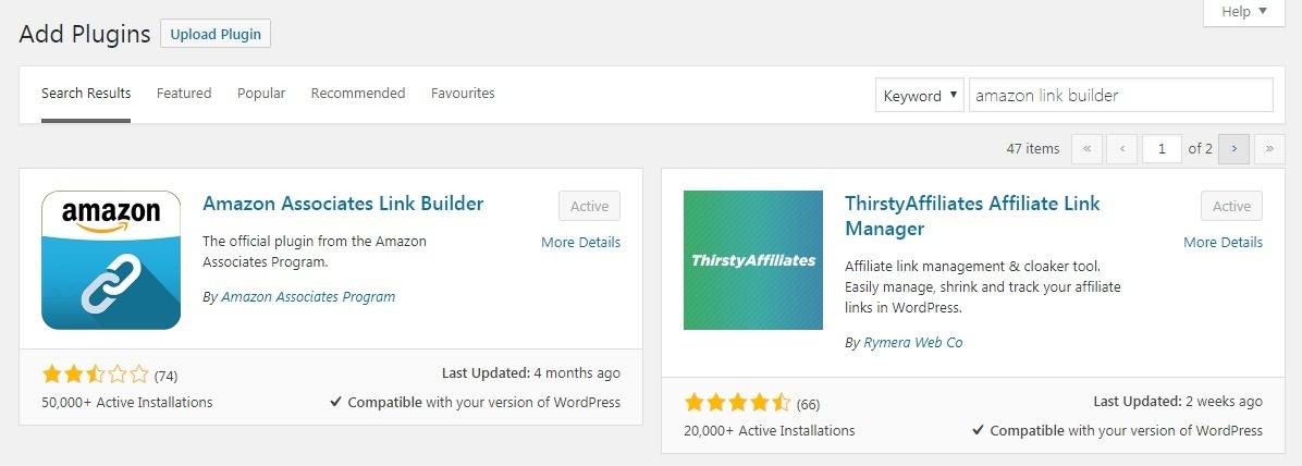 Search and Activate Amazon Link builder Plugin