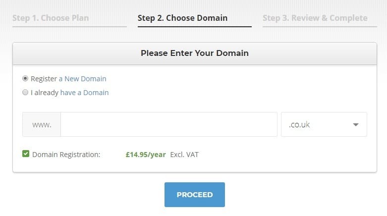 Register your domain with Siteground